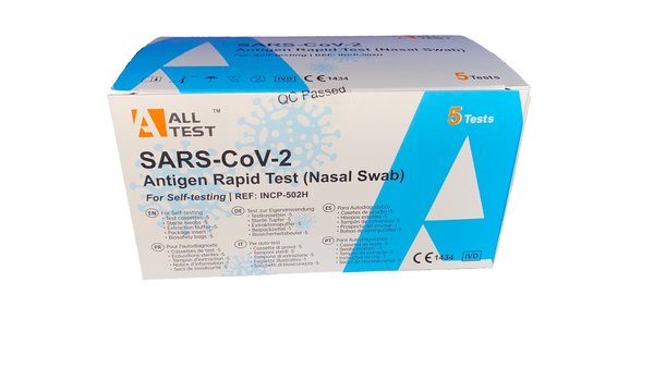 AllTest SARS-CoV-2 Antigen Rapid Test (Nasal Swab) 5er Packung