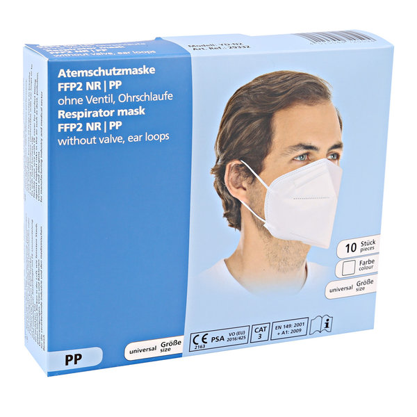 Atemschutzmaske FFP2 NR, ohne Ventil, Ohrschlaufen | PP
